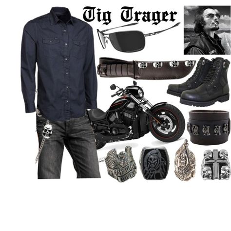 Tig Trager - Sons of Anarchy inspired outfit Tig Trager Aesthetic, Harley Davidson Outfits Men, Tig Trager, Chill Clothes, Motorcycle Maintenance, Masculine Outfits, Boss Outfit, Cali Life, Jax Teller