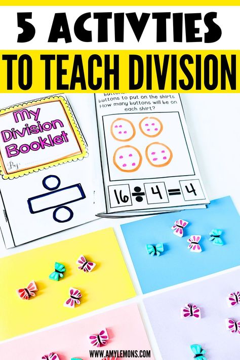 Try these hands-on division activities and ideas that will help you effectively teach division to your 2nd-grade or 3rd-grade students! Teaching division can be nerve-wracking so it's important to build excitement in your students before diving in with a handy division anchor chart and fun math activities and games to practice division. Introducing Division 3rd Grade, Hands On Math Activities 3rd Grade, Introduction To Division 3rd Grade, Division Hands On Activities, How To Teach Division Grade 3, Division Games 4th, Teaching Division 3rd Grade, Division For Grade 2, Division Activities 3rd Grade