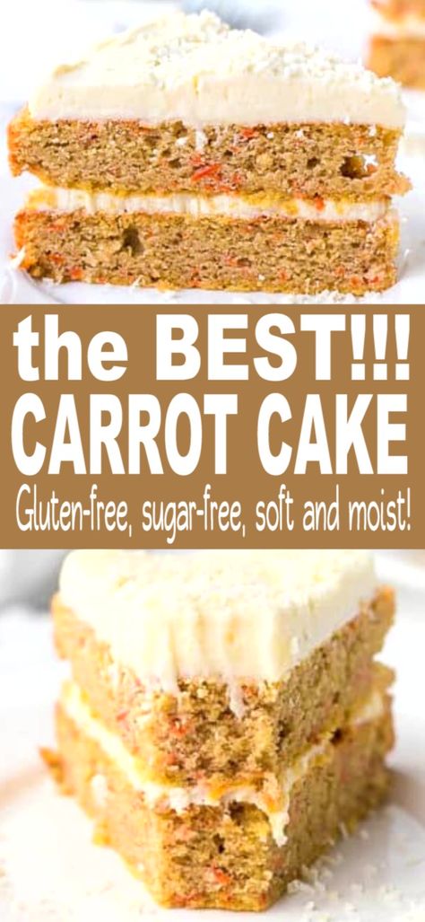 Gluten Free Sugar Free Carrot Cake, Carrot Cake For Diabetics, Gluten Free Sugar Free Cake Recipes, Sugar Free Carrot Cake Recipe, Almond Flour Carrot Cake, Coconut Flour Carrot Cake, Cookie Experiment, Sugar Free Cake Recipes, Sugar Free Carrot Cake