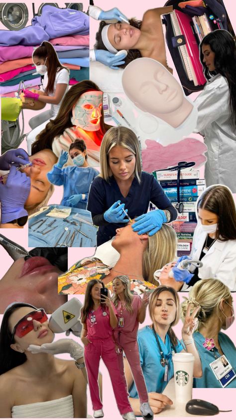 aesthetic nurse / cosmetic nurse Beauty School Cosmetology, Cosmetic Nurse, Esthetician Inspiration, Dermatologist Skin Care, Medical Aesthetician, Nursing Motivation, Medical School Life, Esthetician Marketing, Skin Care Specialist