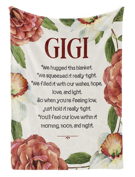 PRICES MAY VARY. Fill with Love Gifts for Gigi- Wrap your gigi with love with this soft and cozy flannel blanket and let her know just how much you love her. Nana blanket filled with inspirational and loving words: to make your grandmother feel ever special and appreciated. Comfortable & Super Soft: Made of 100% fluffy and rich flannel fleece. Light weight (700g/1.5lb) but warm, breathable & skin-friendly. A Warm Hug: The Size 50"x 65" is perfect for an adult. 5 inch longer than others to keep y Gigi Gifts, Flannel Blankets, Gigi Gift, Touching Words, Gifts For Grandma, Soft Design, Good Morning Inspirational Quotes, Cozy Flannel, Morning Inspirational Quotes