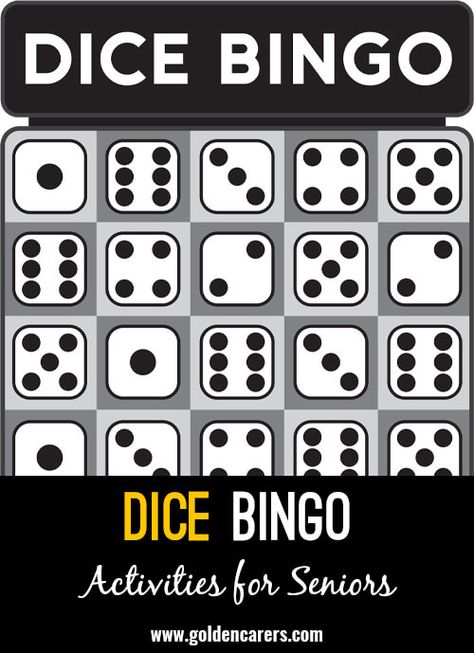 Dice Bingo: Unlimited numbers of players can play this game. Dice Bingo Game Free Printable, Dice Bingo Free Printable, Memory Care Activities Free Printable, Dice Games For Seniors, Games For Seniors Nursing Homes, Card Games For Seniors, Bingo Games For Adults, Games For Older Adults, Brain Games For Seniors