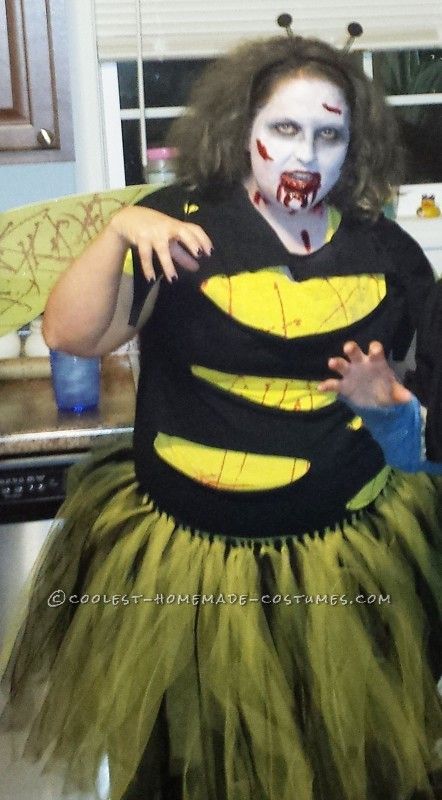 Coolest Homemade Costumes for DIY Costume Enthusiasts Zom Bee Costume, Zombie Bee Costume, Funny Homemade Costumes, Dunkin Donuts Costume, Holy Cow Costume, One Night Stand Costume, Cereal Killer Costume, Deviled Egg Costume, Queen Bee Costume