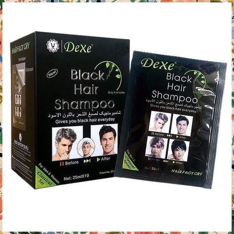 10 PCS Dexe Black Hair Shampoo Instant Hair Dye for Men Women Black Color - Simple to Use - Hair Dye Permanent - Last 30 days - Natural Ingredients, Black Hair Dye Shampoo Great Choice for Woman&Man Natural Black Hair Dye, Shiny Black Hair, Black Hair Shampoo, Dyed Hair Care, Clairol Natural Instincts, Black Shampoo, Cinnamon Hair, Shampoo For Gray Hair, Dyed Hair Men