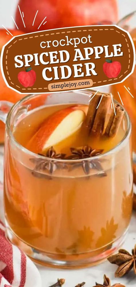 Learn how to make this easy apple cider recipe for a fall recipe you'll enjoy! This Crockpot Spiced Apple Cider is easy to make, and delicious to drink! One of the best drink recipes that can be kid-friendly or can be perfect for grown-ups! Cheers! Crockpot Cider, Spiked Cider Recipes, Christmas Apple Cider, Hot Cider Recipes, Easy Apple Cider Recipe, Best Drink Recipes, Spiced Cider Recipe, Spiked Apple Cider Recipe, Crockpot Apple Cider