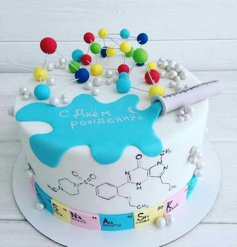 Molecules Atomic Cake, Science Cake, Science Party Decorations, Science Birthday Party Ideas, Scientist Birthday Party, Mad Scientist Birthday, Cake Paris, Scientist Birthday, Science Birthday