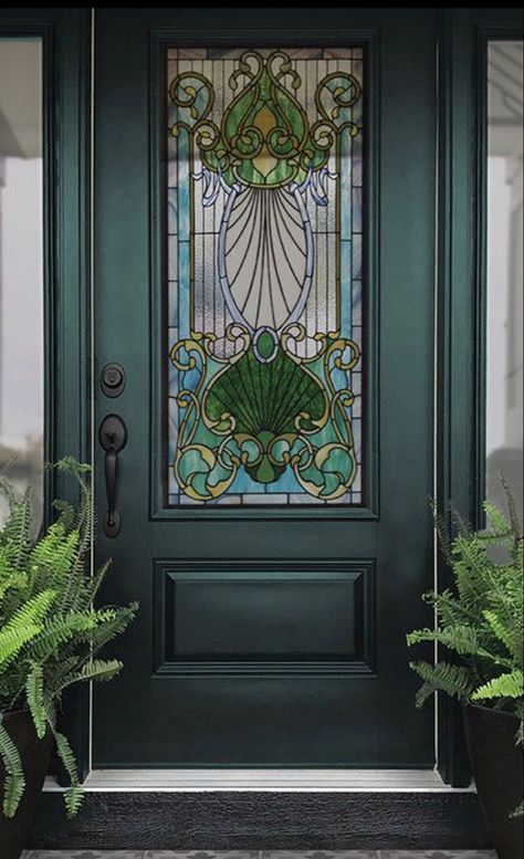 Dark Home, Unique Doors, Stained Glass Window, Dream House Decor, Home N Decor, My New Room, House Inspo, Dream Home Design, Paint Color