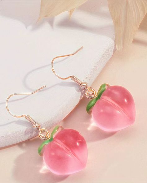 Aesthetic Cute Jewelry, Pretty Earrings Aesthetic, Peach Accessories, Jewellery Lookbook, Peach Fashion, Peach Clothes, Trending Aesthetic, Peach Jewelry, Peach Earrings