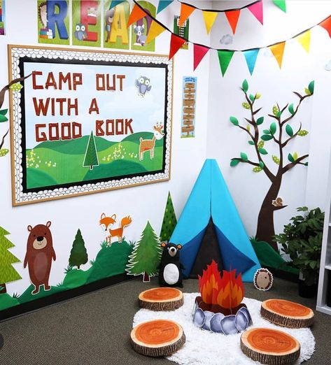 Forest Classroom, Camping Theme Preschool, Elementary Classroom Themes, Camping Classroom, Camping Theme Classroom, Creative Teaching Press, Toddler Classroom, Woodland Friends, New Classroom