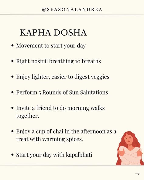 The spring season is connected to the Kapha dosha. Each dosha has unique energies and qualities swirling around. Remember we have all three dosha types within us in varying amounts. Ayurveda is very intuitive in nature and often we just need to slow down to discover what we need to find our balance. If you want to dive deeper with this topic tune into this weeks Peaceful Power Podcast solo episode. What dosha are you needing to balance this season? #ayurvedalfiestyle #kaphaseason #spr... Ayurveda Seasons, Doshas Ayurveda, Dosha Types, Kapha Balancing, Ayurveda Kapha, Ayurveda Dosha, Pitta Kapha, Kapha Dosha, Yoga Education