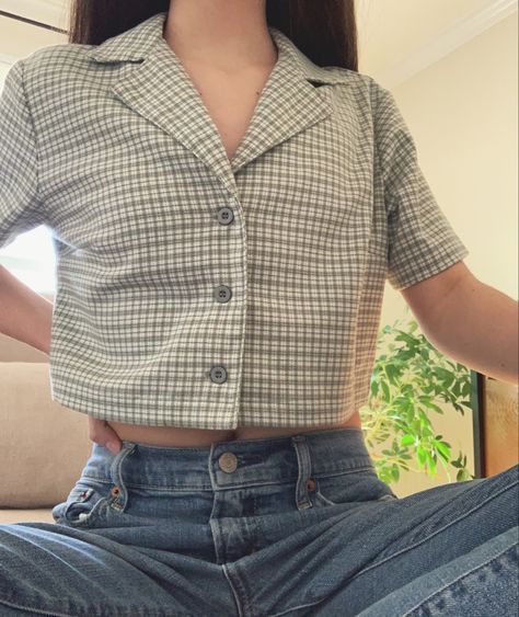 Checkered Tops For Women, Checkered Polo Outfit Women, Checkered Blouse Outfit, Checkered Outfit Women, Checkered Shirt Outfit Women, Checkered Shirt Outfit, Brandy Fits, Checkered Outfit, Checkered Blouse