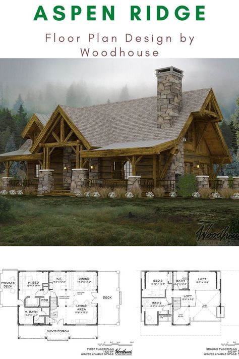 Adirondack Cottage, House Plans With Loft, Timber Frame Home Plans, Modern Cabin House, Log Cabin Plans, Log Cabin Floor Plans, House Plan With Loft, Timber Frame House, Timber Frame Home