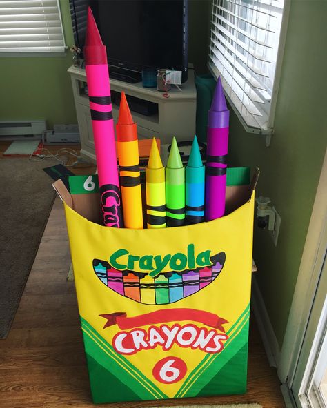 I keep getting so many questions about the big crayon box and crayons in my classroom picture! 🖍🌈 I made them last summer, and they are my… Crayon Box Classroom Door, Crayon Box Out Of Cardboard, Crayon Box Door Decoration, Giant Crayon Box Diy, Diy Giant Crayon, Crayon Box Bulletin Board, Crayon Classroom Theme Decor, Crayon Box Craft, Crayon Decor