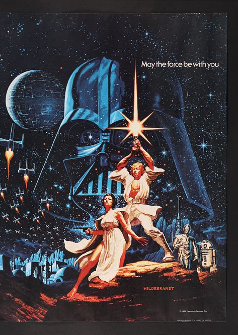 Lot #359 - STAR WARS: A NEW HOPE (1977) - UK Quad 'Hildebrandt' Style, 1977 Silk Prints, Star Wars Wallpaper Iphone, Star Wars Painting, Arte Nerd, Collage Mural, Star Wars Background, Movie Wall, Movie Wall Art, Star Wars 1977