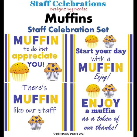 Posters and invites to host a muffin bar for your staff Muffin Bar, Sunshine Committee, Staff Lounge, Different Signs, Bottled Water, Teacher Appreciation Week, Teacher Appreciation, Teacher Pay Teachers, Muffins