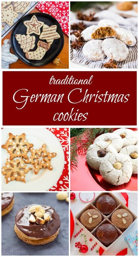 Traditional German Christmas cookies come in many delicious forms - from gingerbread to single-spice cookies and nutty little bites. This delicious list has a something for everyone. Try them all! #christmascookies #germancookies #traditionalcookies #holidaybaking German Christmas Desserts, German Gingerbread Cookies, Traditional German Christmas, Easy German Recipes, German Christmas Traditions, German Christmas Food, Brownie Vegan, Christmas Food Ideas, Cooking Christmas