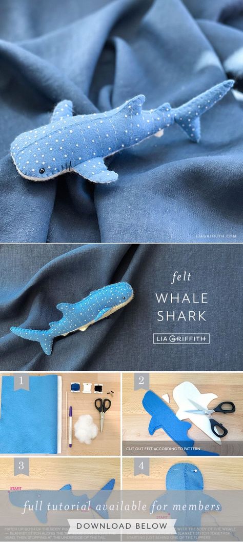 Shark Diy, Felt Whale, Shark Sewing, Hadiah Diy, Sewing Templates, Hand Sewing Projects, Cute Sewing Projects, Animal Sewing Patterns, Plushie Patterns