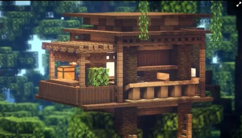 Minecraft Jungle House, Minecraft Treehouses, Jungle Tree, Minecraft House Plans, Jungle House, Minecraft Farm, Bangunan Minecraft, Minecraft Modern, Minecraft Cottage