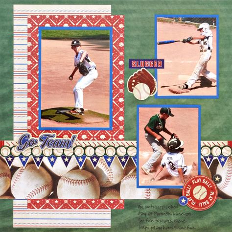 Baseball Layouts, Baseball Scrapbook, Scrapbooking Sports, Creative Memories Scrapbooking, Scrapbook Titles, Kids Scrapbook, Scrapbook Templates, Photo Scrapbook, Creative Memories