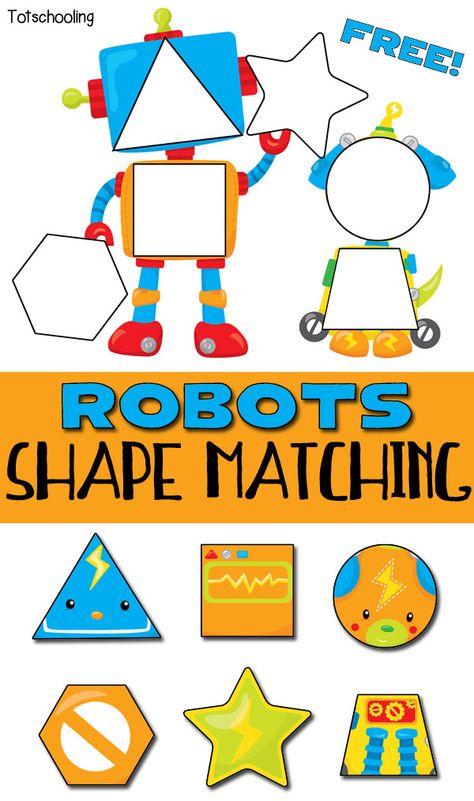 FREE printable Robot themed puzzle for toddlers to match & learn shapes. Cute toddler math activity! Robot Crafts For Toddlers, Robots Preschool, Toddler Printables, Toddler Math, Shape Puzzle, Kraftangan Prasekolah, Learn Shapes, Robot Theme, Sistem Solar