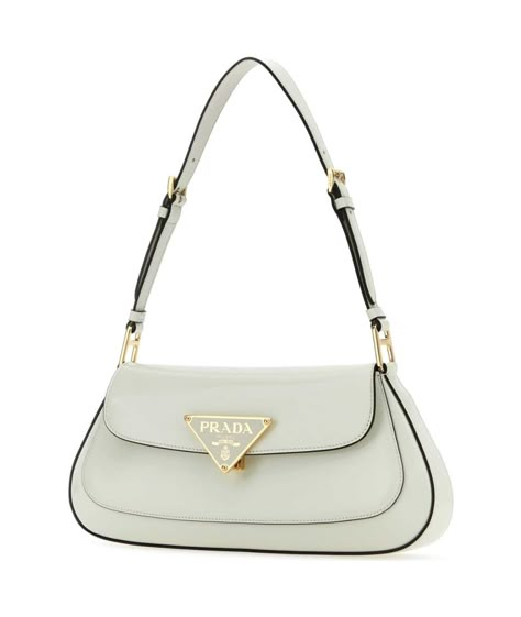 Prada White Leather Shoulder Bag | italist Designer Shoulder Bags For Women, Prada White Bag, White Luxury Bag, Prada Bag Aesthetic, Prada Clothes, Prada Purse, Luxury Shoulder Bags, Classy Purses, Trendy Purses