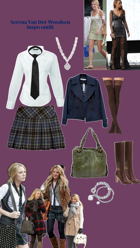 Plaid skirt, brown boots, Chloe, tom ford, mini skirt, peacoat, navy blue Plaid Skirt Brown, Serena Van Der, Serena Van, Serena Van Der Woodsen, Plaid Skirt, Plaid Skirts, Gossip Girl, Brown Boots, Tom Ford