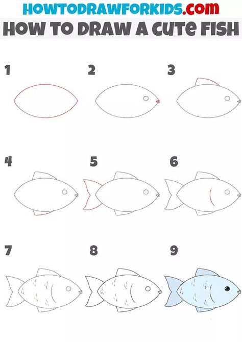 How to Draw a Cute Fish Drawings step by step for kids #drawingsstepbystepforkids Drawing ideas #drawingideas Drawing ideas for kids #drawingideasforkids 6.58 How To Make Fish Drawing Easy, Cute Fish Drawing Easy, How To Draw A Fish, How To Draw Fish, Christmas Drawings For Kids, Easy Fish Drawing, Draw A Fish, Easy Christmas Drawings, Very Easy Drawing