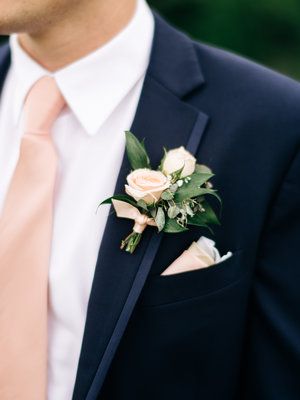 Peach Boutonniere, Boutineer Wedding, Groom Suits, Peacock Theme, Corsage And Boutonniere, Bouquets Wedding, Prom Flowers, Ivory Roses, Groom Boutonniere