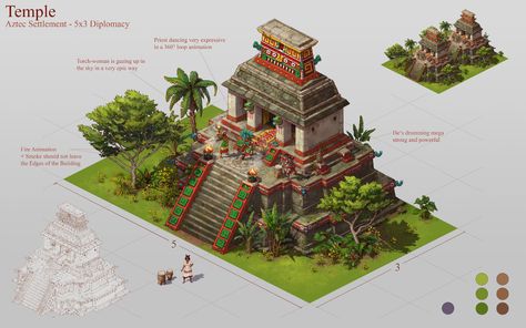 ArtStation - Aztecs - Concept Art - Forge of Empires, Manuel Vormwald Mayan Architecture Art, Aztec Building Concept Art, Mayan City Concept Art, Aztec Environment Concept Art, Aztec Architecture Art, Aztec City Concept Art, Aztec Temple Concept Art, Mayan Concept Art, Aztec Fantasy Art