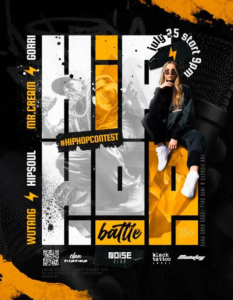 Check out the Free Hip Hop Battle Flyer Template for your next club and party event. FreePSDFlyer.com is the best resource full of amazing Free PSD Flyer Templates for Photoshop! Create amazing flyer, poster or social media designs with our free templates. Free Party Flyer Psd, Social Media Poster Design Ideas, Party Poster Design Ideas, Hip Hop Poster Design, Hip Hop Flyer, Free Flyer Design, Psd Free Photoshop, Free Psd Flyer Templates, Hip Hop Artwork