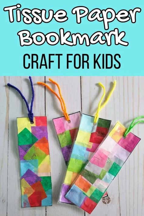 Grandparents Bookmark, Diy Book Marks For Kids Easy Crafts, Grandparents Day Bookmarks, Bookmarks Diy Kids, Bookmark Crochet Tutorial, Bookmark Easy, Homemade Bookmarks, Bookmark Crochet, Tissue Paper Crafts