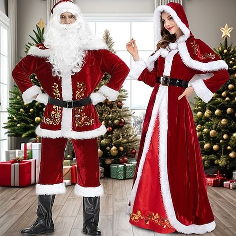 Mr And Mrs Clause Costume, Mrs Clause Costume, Santa Claus Clothes, Christmas Masquerade, Christmas Costumes Women, Winter Warm Outfits, Costume Family, Christmas Party Costume, Santa Claus Costume