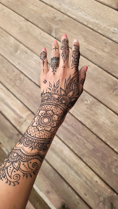 Floral, Henna, evil eye, fingers Henna Tattoo Permanent, Full Arm Henna Tattoo, Cool Henna Tattoos Hands, Upper Arm Henna Tattoo, Complicated Henna Designs, Edgy Henna Designs, Henna Designs Complicated, Permanent Henna Tattoo Hands, Henna Designs Hand And Arm