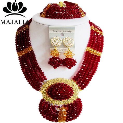 Cheap Bridal Jewelry Sets, Buy Directly from China Suppliers:Majalia Fashion Nigeria Wedding African Beads Jewelry Set Wine burgundy Crystal Necklace Bridal Jewelry Set Free Shipping 6DN029 Enjoy ✓Free Shipping Worldwide! ✓Limited Time Sale ✓Easy Return. Africa Jewelry, African Wedding Jewelry, Nigerian Beads, Nigeria Wedding, Chunky Pearl Necklace, Bridal Jewelry Set, Necklace Bridal, Trendy Necklaces, African Beads