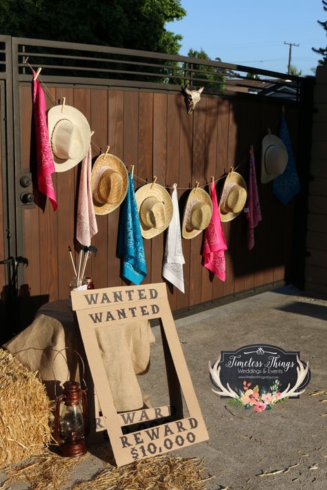 Cowgirl Photo Booth Ideas, Country Chic Birthday Party Decorations, Country Dance Party Ideas, Western Themed Photo Booth, Country Birthday Games, Western Style Party Decorations, Cowgirl Party Games Adults, Country Style Birthday Party Ideas, Western Photobooth Ideas