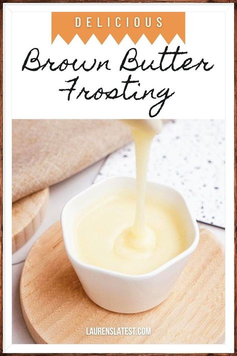 A versatile Fall classic, this Brown butter icing is super easy and super good! Its toasted, caramel flavor goes perfect on cakes, cupcakes, cookies and more! Brown Butter Frosting Recipe, Brown Butter Icing, Apple Oatmeal Cookies, Brown Butter Frosting, Decorator Frosting, Apple Oatmeal, Butter Icing, Butter Frosting, Caramel Flavoring