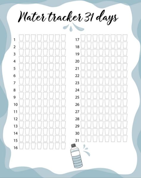 Water Planner, Planning Sport, Bullet Journal Templates, Bullet Journal Template, Study Planner Printable, Bullet Journal Ideas Templates, Bullet Journal Mood Tracker Ideas, Journal Templates, Bullet Journal Paper