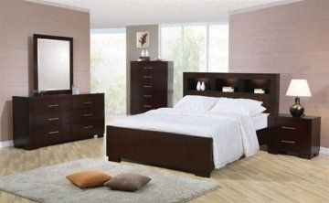 Toronto Queen Cappuccino Platform Bedroom Set with Storage Headboard by True Contemporary at www.GoWFB.ca | True Contemporary. This collection is quality crafted from solid wood and ash veneers in a cappuccino finish. The bed features a bookshelf headboard design with romantic ambient lights with an easily accessible on/off switch. Gamer Bed, Contemporary Bedroom Sets, Contemporary Storage, 5 Piece Bedroom Set, Headboard With Shelves, Platform Bedroom Sets, Eastern King Bed, Bookcase Bed, Bookcase Headboard