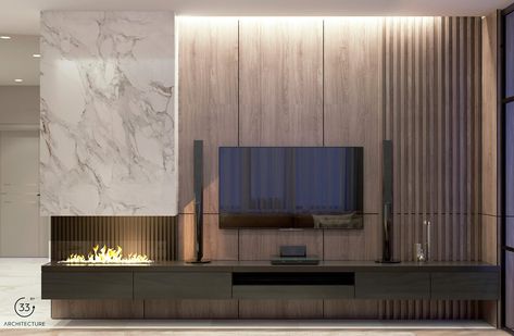 RiverStone Apartment on Behance Media Walls, Living Room Wall Units, Modern Tv Wall, Living Room Tv Unit Designs, Living Room Tv Unit, Tv Room Design, Living Room Decor Fireplace, Tv Wall Decor, Tv Wall Design