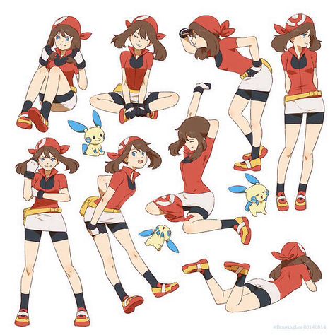 Pokemon Pose Reference, Pokemon Character Design, Pokemon Poses, May Pokemon, Pokémon Ruby And Sapphire, 3d Karakter, Pokemon Mew, Character Model Sheet, Model Sheet