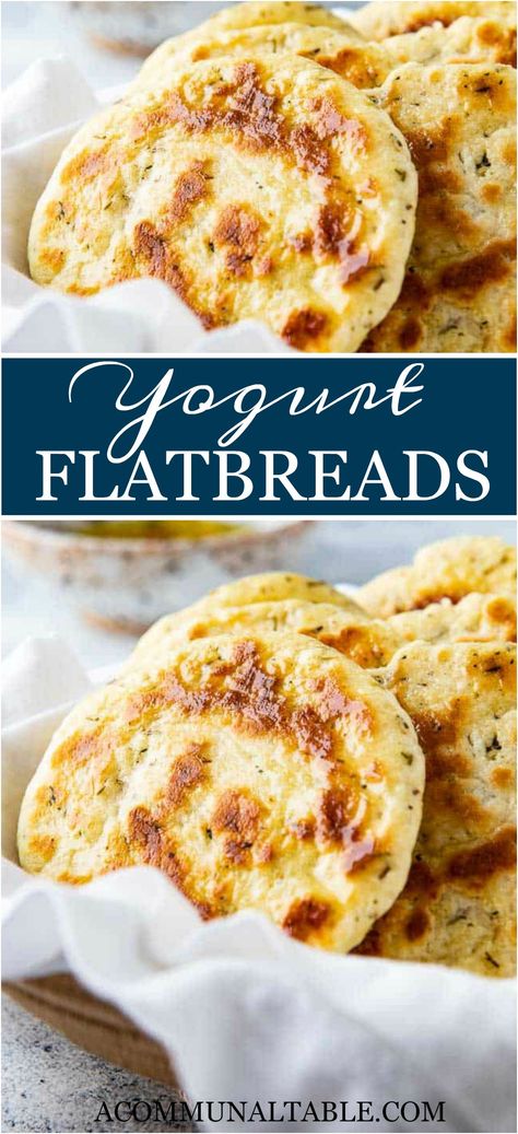 Greek Yogurt Flatbread, Yogurt Flatbread Recipe, Greek Yogurt Bread, Yogurt Flatbread, Yogurt Bread, Easy Flatbread, Homemade Flatbread, Pan Pita, Healthy Bread Recipes