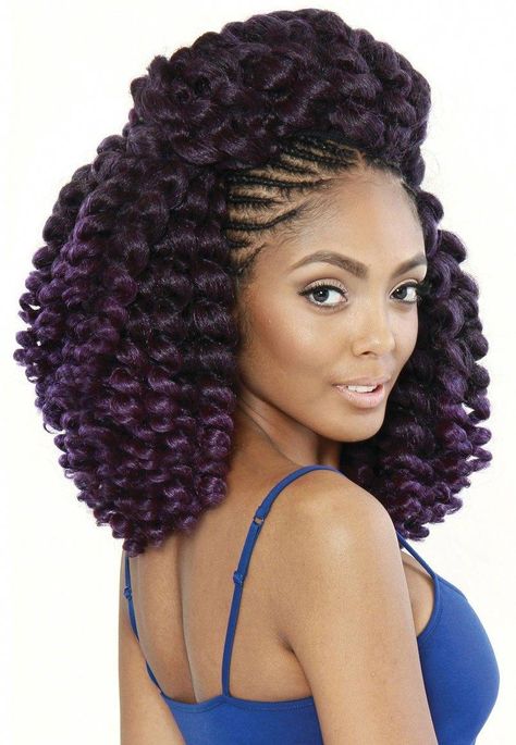 Jamaican Bounce Crochet Braids, Straight Braids, Twisted Hairstyles, Jamaican Bounce Crochet, Burgundy Box Braids, Hairstyles Crochet, Simple Braids, Jamaican Bounce, Braids With Shaved Sides