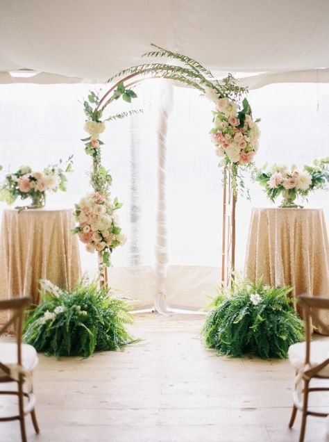 Pretty floral covered indoor ceremony arch: http://www.stylemepretty.com/canada-weddings/ontario/niagara-on-the-lake-ontario/2016/05/20/summer-vineyard-wedding/ | Photography: When He Found Her Aisle Arch, Wedding Decorations Indoor, Indoor Wedding Decorations, Indoor Wedding Ceremonies, Wedding Arches, Arch Wedding, Wedding Altars, Indoor Ceremony, Church Ceremony