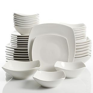 Dinnerware Set Modern, White Dinnerware Set, Square Dinnerware Set, Casual Dinnerware, Plates And Bowls Set, Ceramic Dinnerware Set, Glass Dinnerware, Stoneware Dinnerware Sets, White Dinnerware