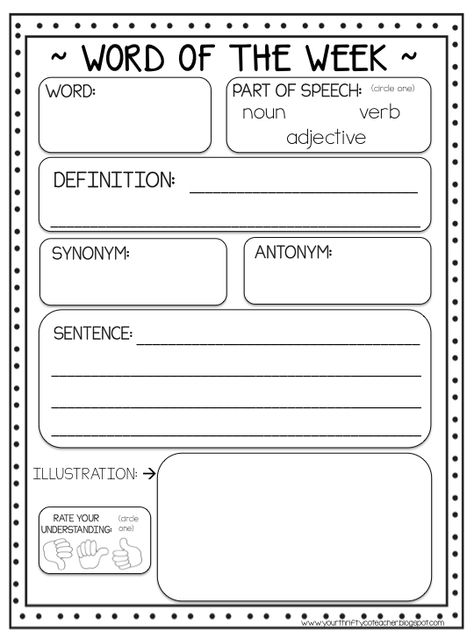 Set up a Word of the Week Routine with this FREE Worksheet. Week Routine, Enhance Vocabulary, Writing Vocabulary, Write Essay, Word Of The Week, Sistem Solar, Teaching Vocabulary, Classroom Freebies, 3rd Grade Reading