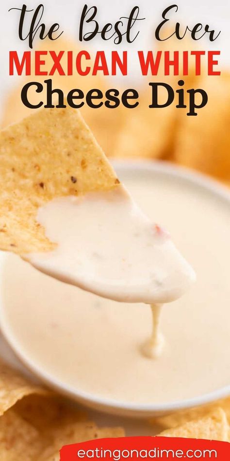 Authentic Queso, White Cheese Dip Recipe, Mexican White Cheese Dip, Mexican White Cheese, Cheese Dip Mexican, White Cheese Dip, Cheese Dip Recipes, Mexican Restaurants, Queso Dip