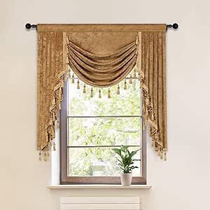 Luxury Window Curtains, Valances For Living Room, Waterfall Valance, Chenille Curtains, Luxury Windows, Kitchen Luxury, Window Types, Blue Curtains, Curtain Valance