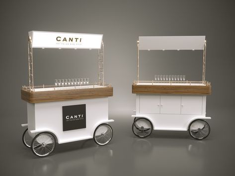 Mobile bar Canti on Behance Mobile Bar Ideas, Roda Gerobak, Gerobak Vintage, Mobil Bar, Coffee Booth, Mobile Kiosk, Mobile Bar Cart, Wine And Coffee Bar, Coffee Bar Cart