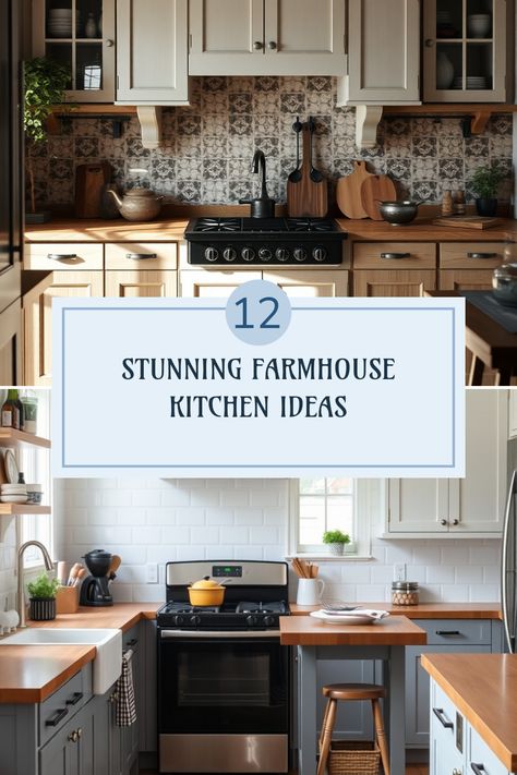 Looking to transform your kitchen into that cozy farmhouse feel? Dive into these 12 awe-inspiring farmhouse kitchen ideas that are sure to ignite your creativity. From charming decor to practical layouts, discover timeless elements like rustic wood accents, beautiful backsplash patterns, and inviting eating areas. Whether you're a DIY enthusiast or planning a complete remodel, these tips will help you create the perfect farmhouse aesthetic. See how you can mix modern touches with vintage finds for a homey yet stylish vibe you'll love coming back to. Kitchen Remodel Rustic Farmhouse Decor, Farmhouse Kitchen Not White, Kitchen Ideas Cozy Rustic, Rustic Kitchen White Cabinets, Earthy Farmhouse Kitchen, Farm Kitchen Ideas Farmhouse Style, Old Farmhouse Kitchen Rustic, Farmhouse Kitchen Design Joanna Gaines, Farmhouse Kitchen Colors Schemes