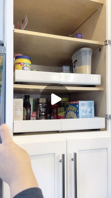 Organization For Deep Cabinets, How To Organize A Deep Pantry Cabinet, Deep Cabinet Storage Solutions, Kitchen Pantry Organization Cabinets, Deep Cabinet Pantry Organization, How To Organize Deep Pantry Shelves, Organizing Deep Cabinets, Cabinet Pantry Design, Deep Shelf Pantry Organization